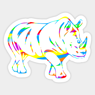 Colorful Rhino Outline Sticker